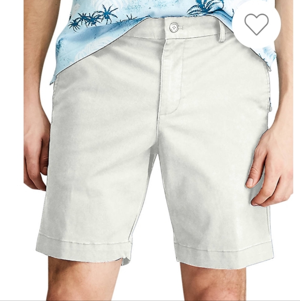 Chaps Cream Flat Front Shorts Tailored Fit